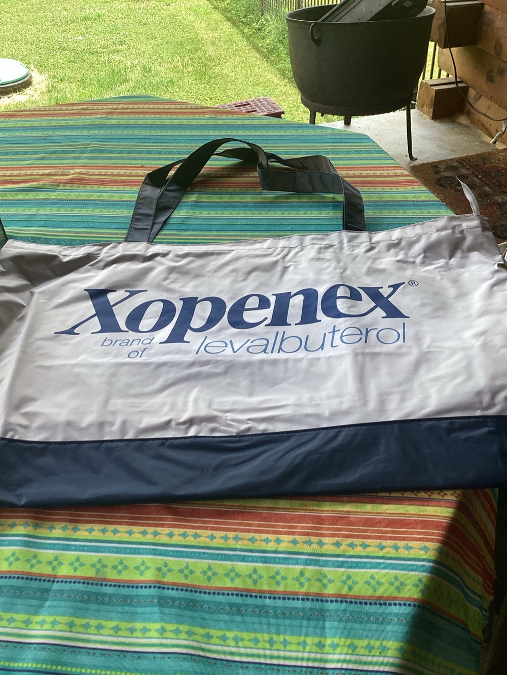 Xopenex Pharmaceutical Tote Bag in Blue and White